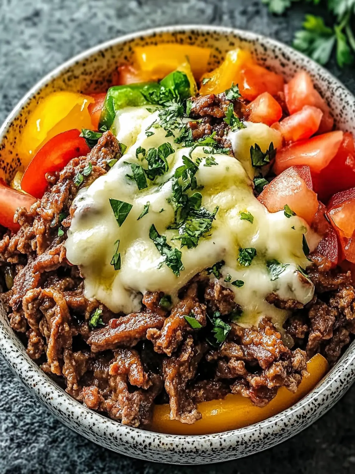 Savory Philly Cheesesteak Bowl: Low-Carb and High-Protein Treat 3 Philly Cheesesteak Bowl