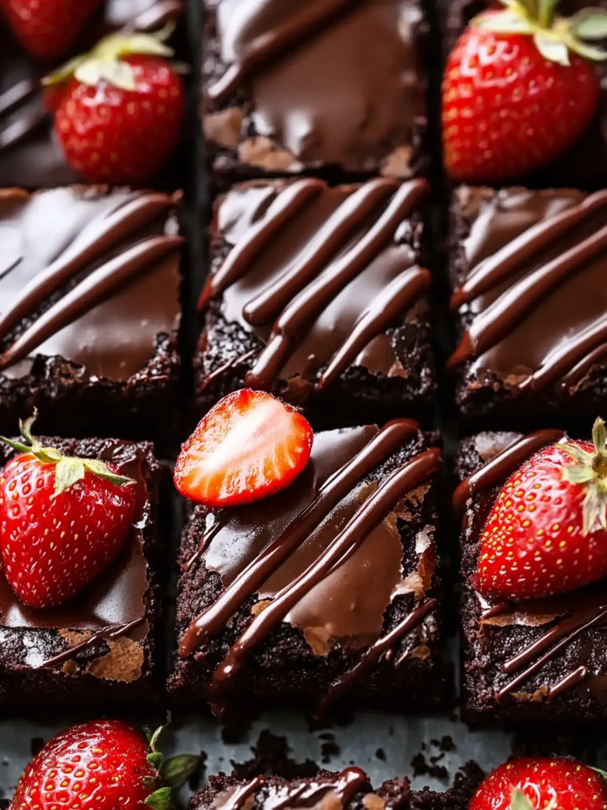 Fudgy Chocolate Brownies with Strawberries and Ganache Bliss 3 Fudgy Chocolate Brownies with Strawberries and Ganache