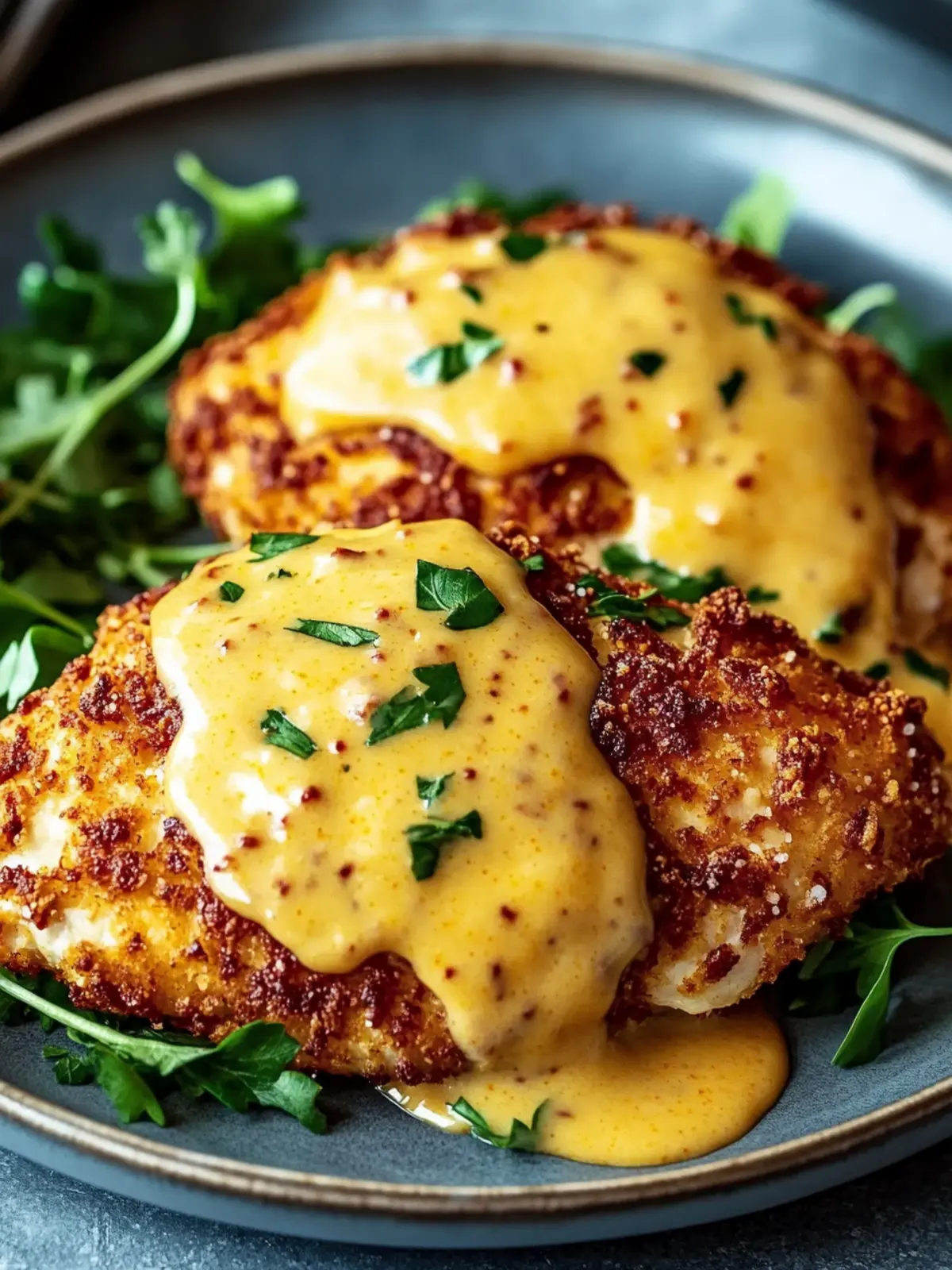 Savory Pretzel Chicken with Mustard-Cheddar Sauce Surprise 3 Pretzel Chicken with Mustard-Cheddar Sauce