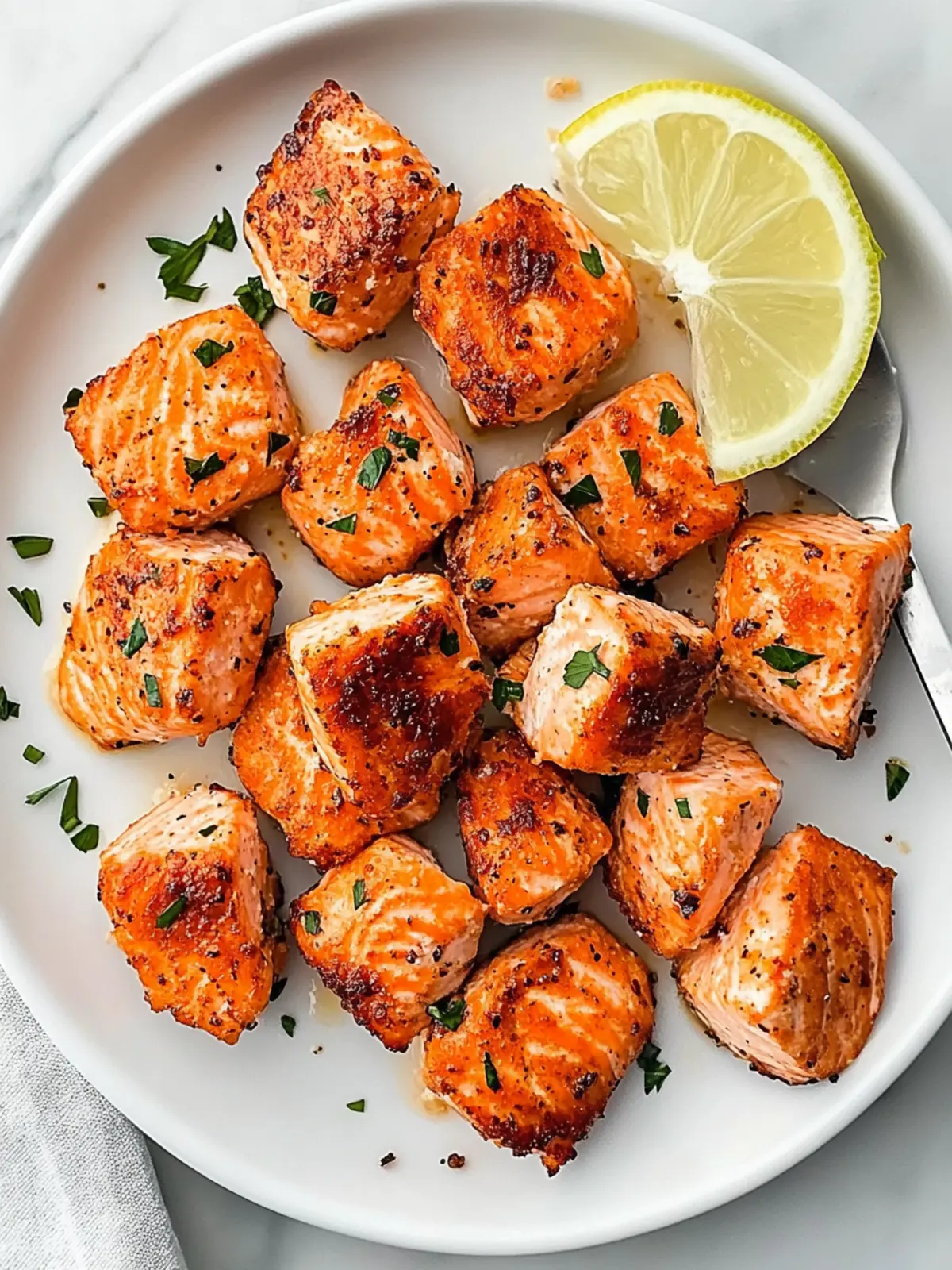 Lemon Garlic Air Fryer Salmon Bites Ready in 10 Minutes 2 Air Fryer Salmon Bites