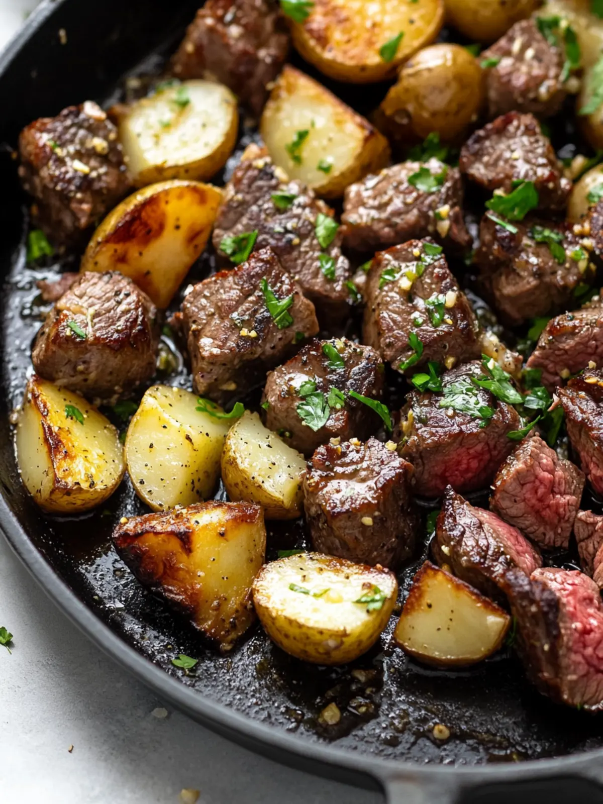 Garlic Butter Steak Bites and Potatoes in 20 Minutes Flat 4 Garlic Butter Steak Bites and Potatoes