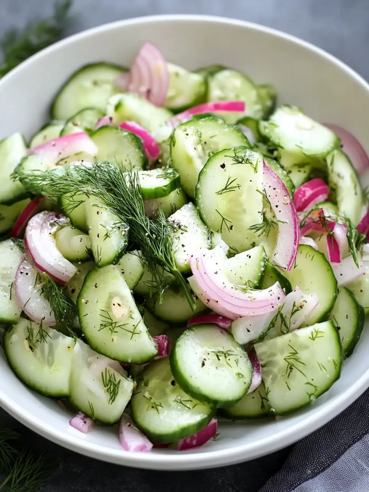 Cucumber Salad with Fresh Dill and Red Onion for Summer Refreshment 6 Cucumber Salad with Fresh Dill and Red Onion
