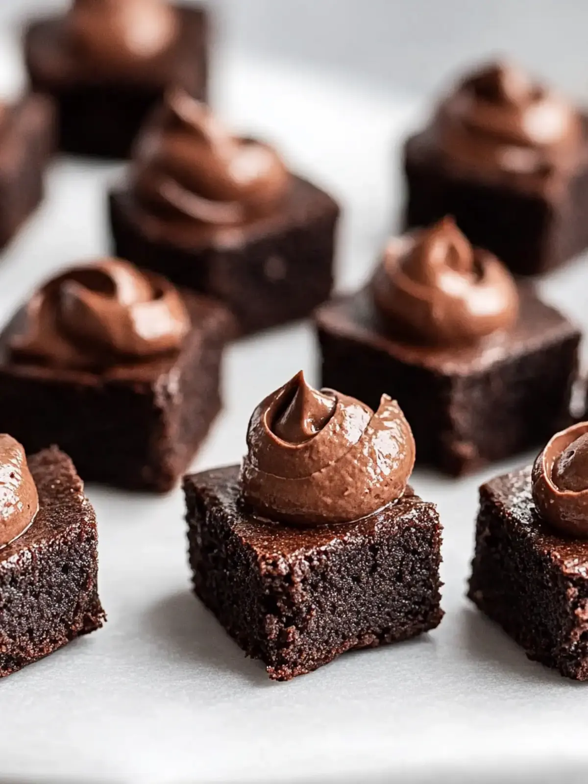 Fudgy Brownie Bites with Whipped Chocolate Ganache Bliss 2 Brownie Bites with Whipped Chocolate Ganache Bliss
