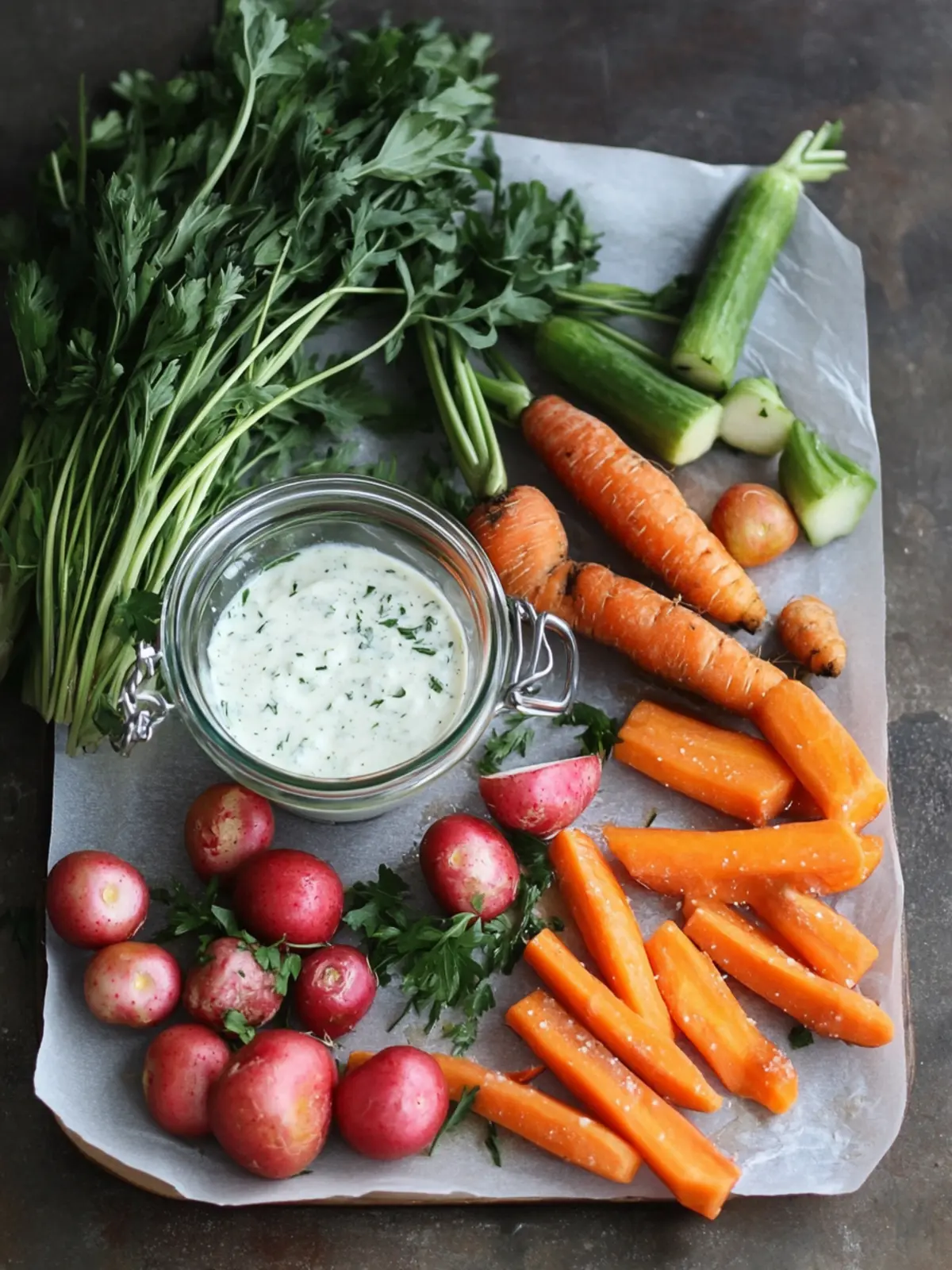 Delicious Raw Vegetables with Ranch Dip for Healthy Snacking 4 RAW VEGETABLES WITH RANCH DIP