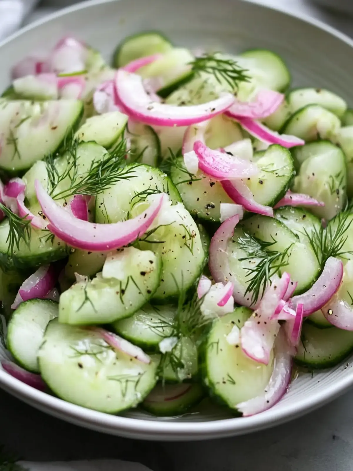 Cucumber Salad with Fresh Dill and Red Onion for Summer Refreshment 5 Cucumber Salad with Fresh Dill and Red Onion