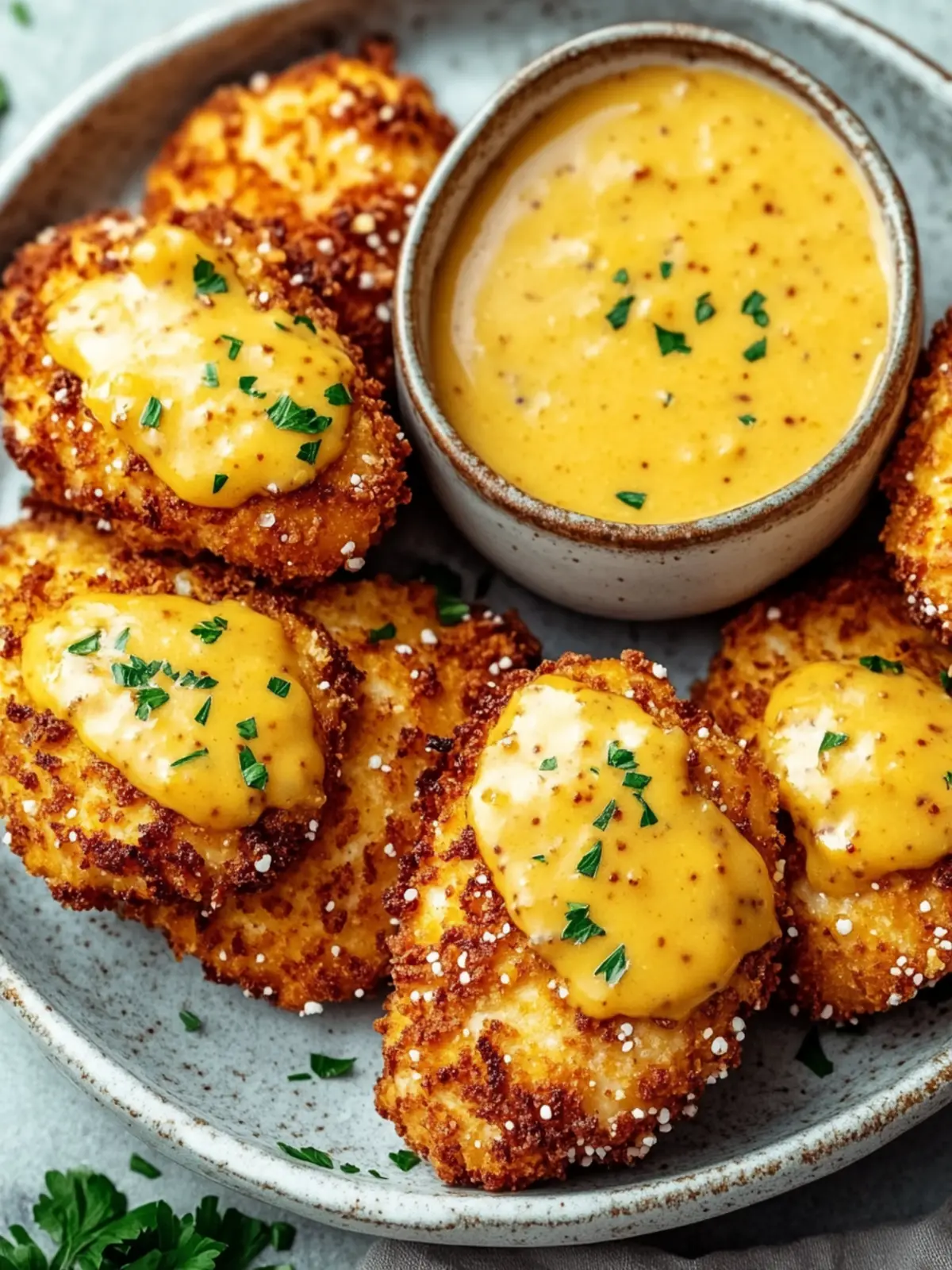 Savory Pretzel Chicken with Mustard-Cheddar Sauce Surprise 4 Pretzel Chicken with Mustard-Cheddar Sauce