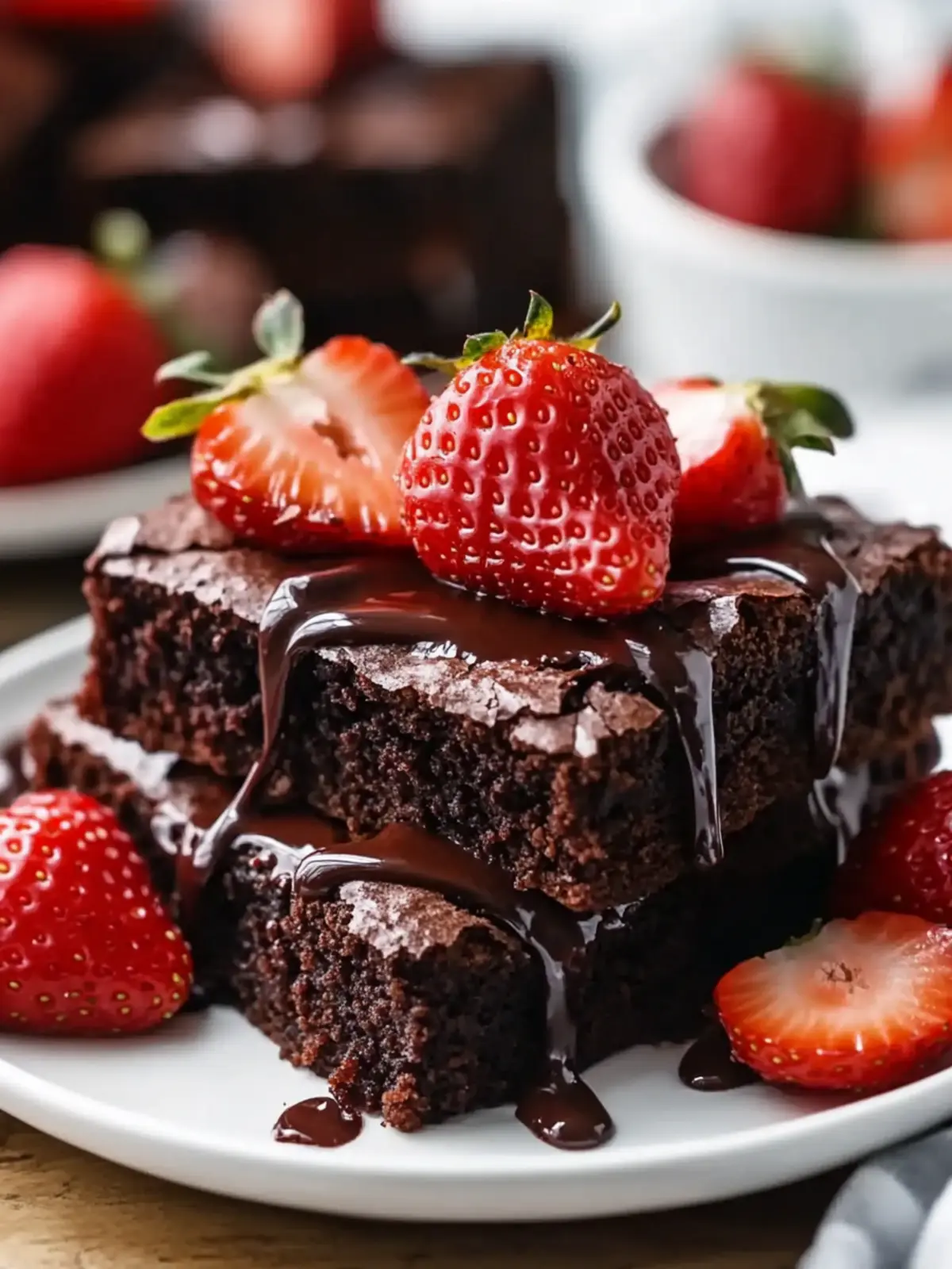 Indulge in Fudgy Chocolate Brownies with Strawberries and Ganache 5 Fudgy Chocolate Brownies with Strawberries and Ganache