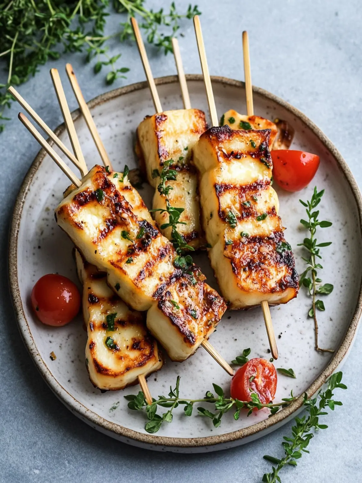 Grilled Halloumi Skewers with Zesty Lemon & Thyme Bliss 5 Grilled Halloumi Skewers