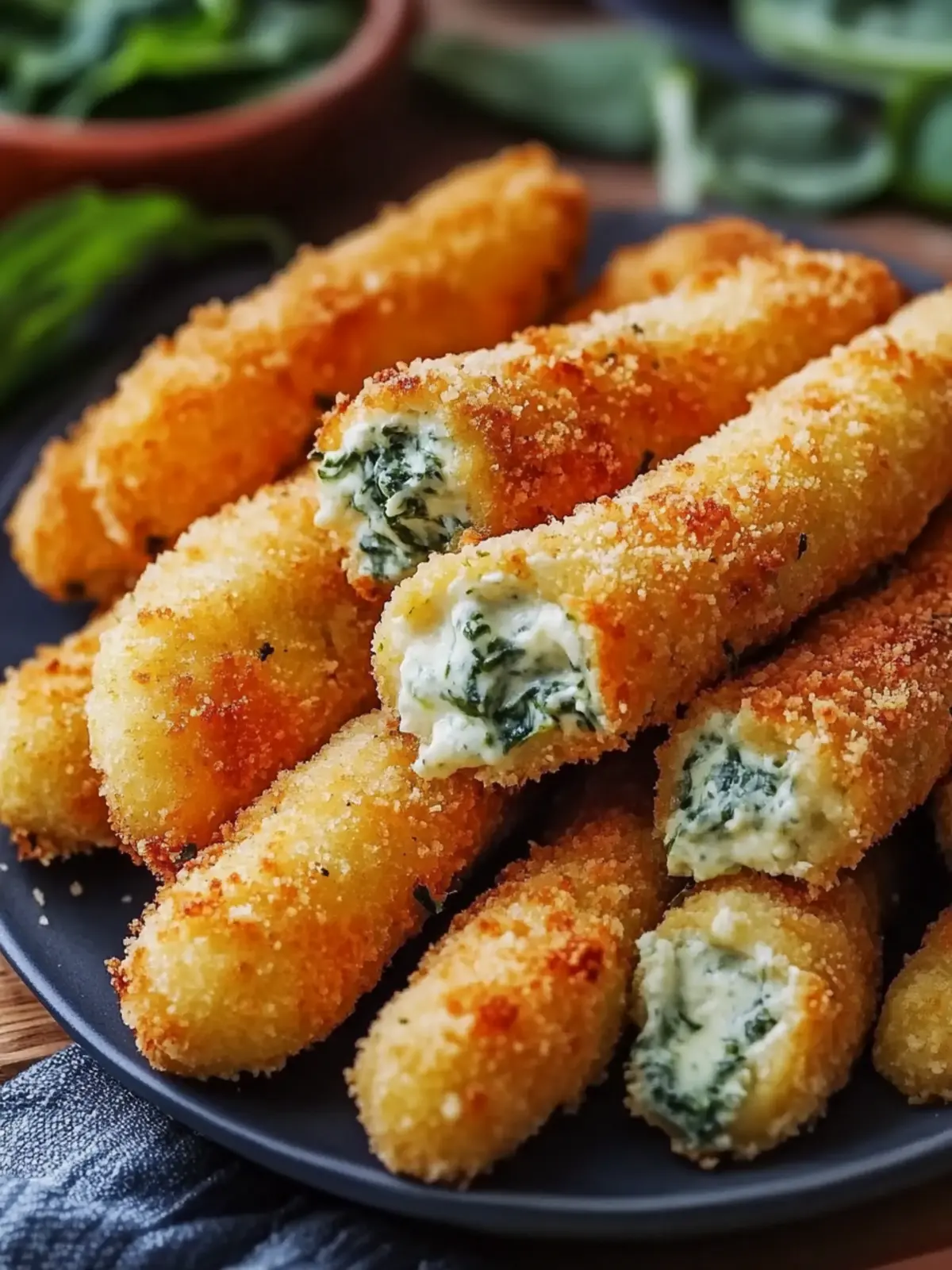Crispy Spinach Dip Mozzarella Sticks for Ultimate Snack Bliss 3 Crispy Spinach Dip Mozzarella Sticks