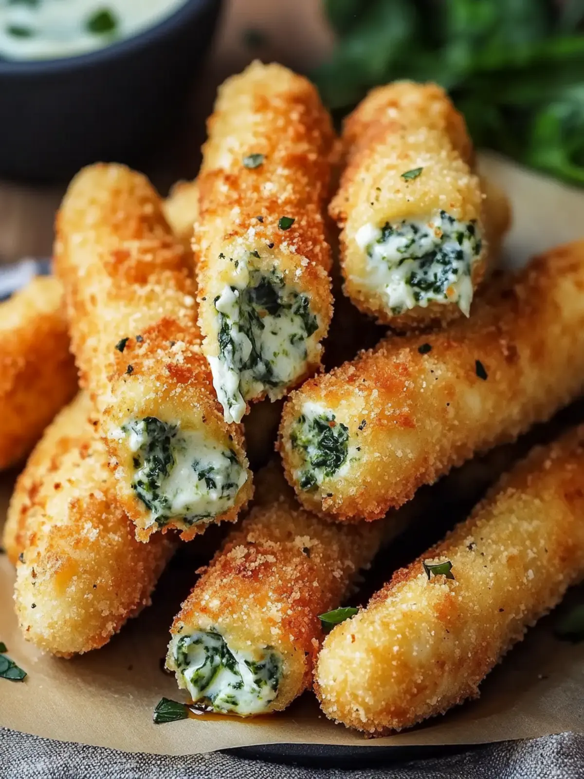 Crispy Spinach Dip Mozzarella Sticks for Ultimate Snack Bliss 4 Crispy Spinach Dip Mozzarella Sticks