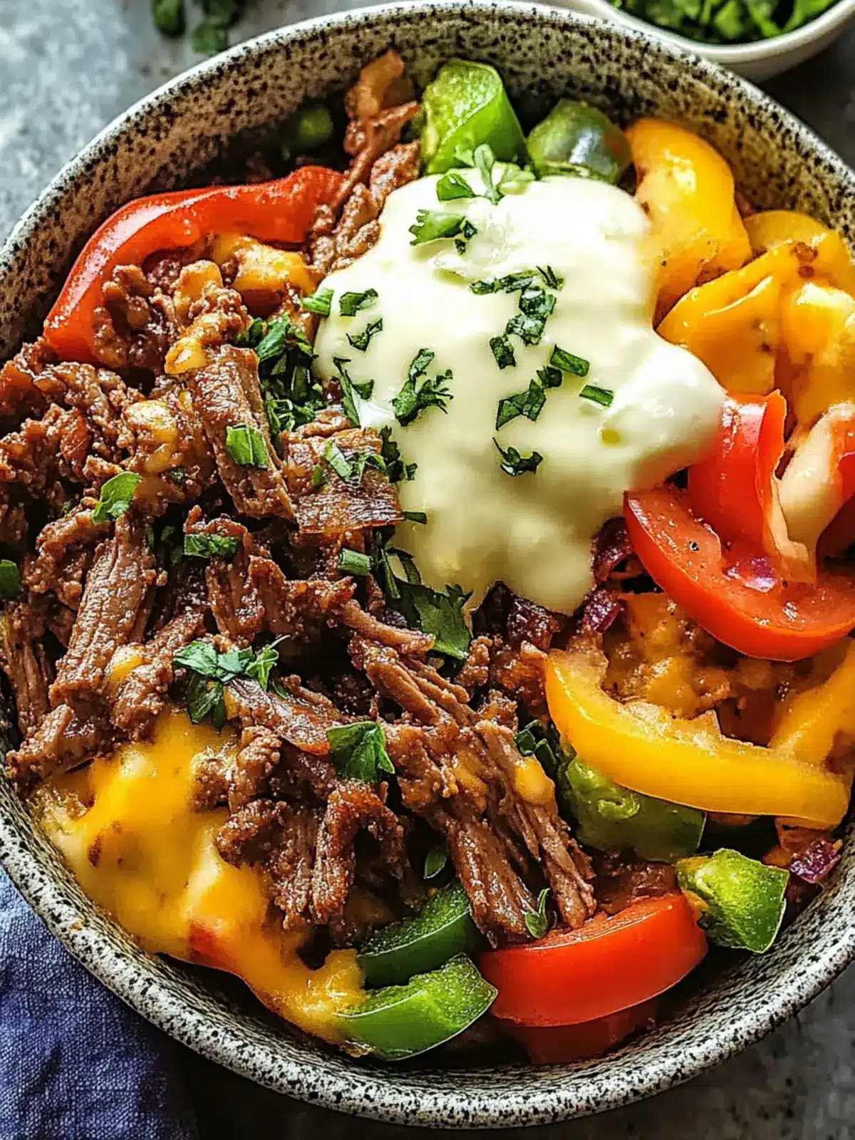 Savory Philly Cheesesteak Bowl: Low-Carb and High-Protein Treat 5 Philly Cheesesteak Bowl