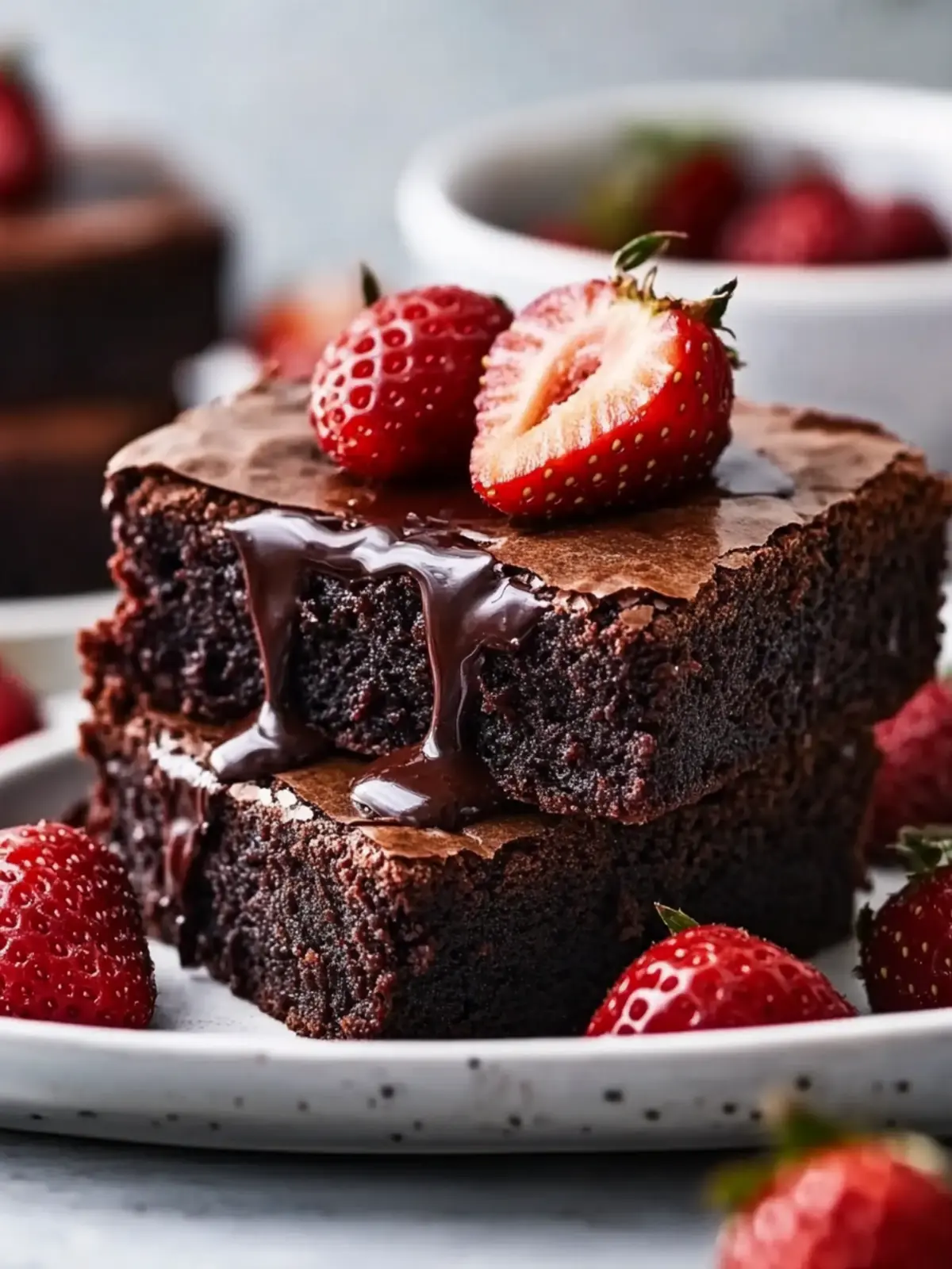 Fudgy Chocolate Brownies with Strawberries and Ganache Bliss 5 Fudgy Chocolate Brownies with Strawberries and Ganache