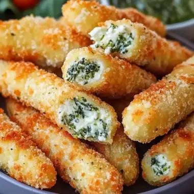 Crispy Spinach Dip Mozzarella Sticks for Ultimate Snack Bliss 9 Crispy Spinach Dip Mozzarella Sticks