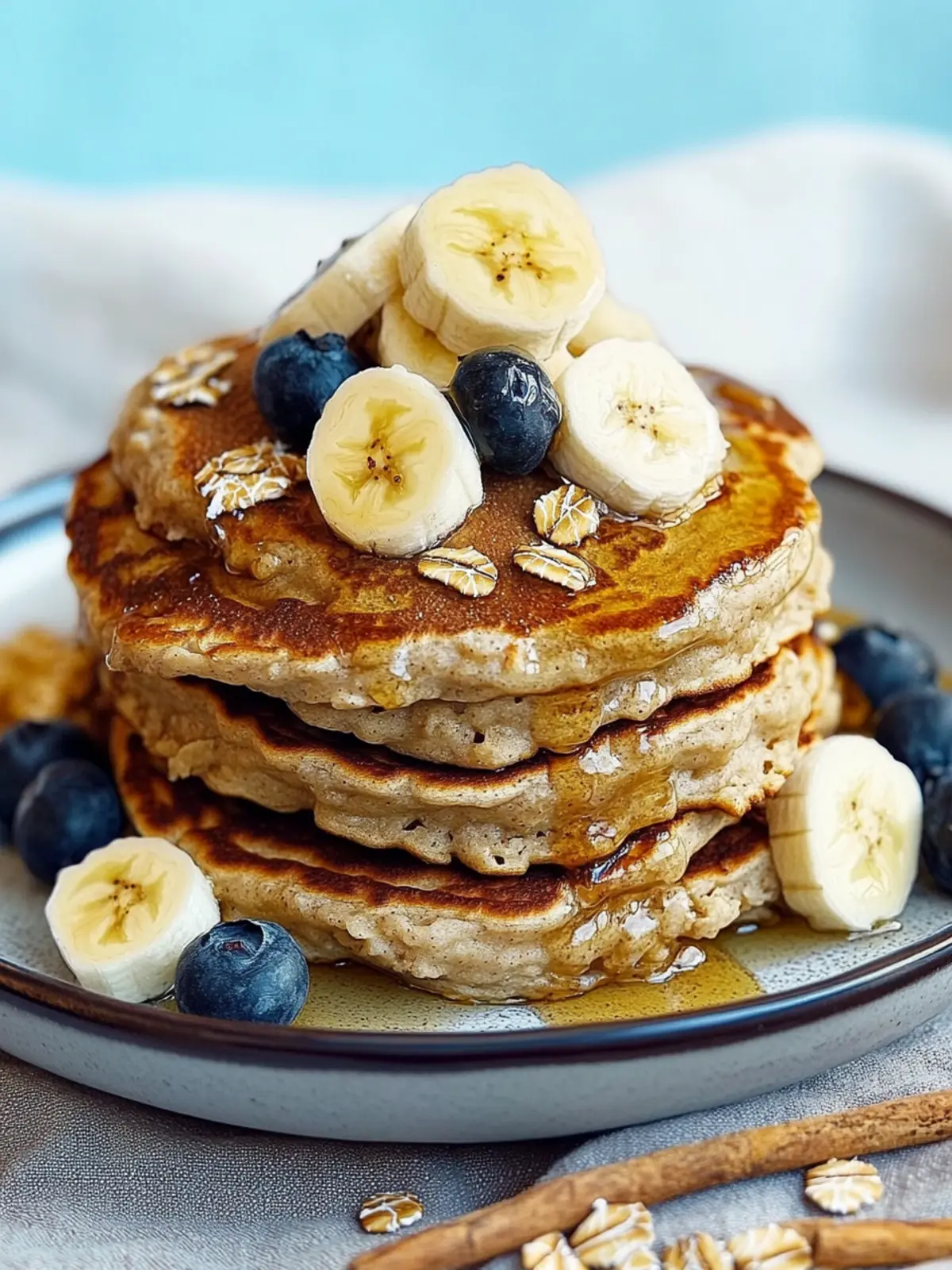Deliciously Fluffy Healthy Banana Oatmeal Pancakes Recipe 3 Healthy Banana Oatmeal Pancakes