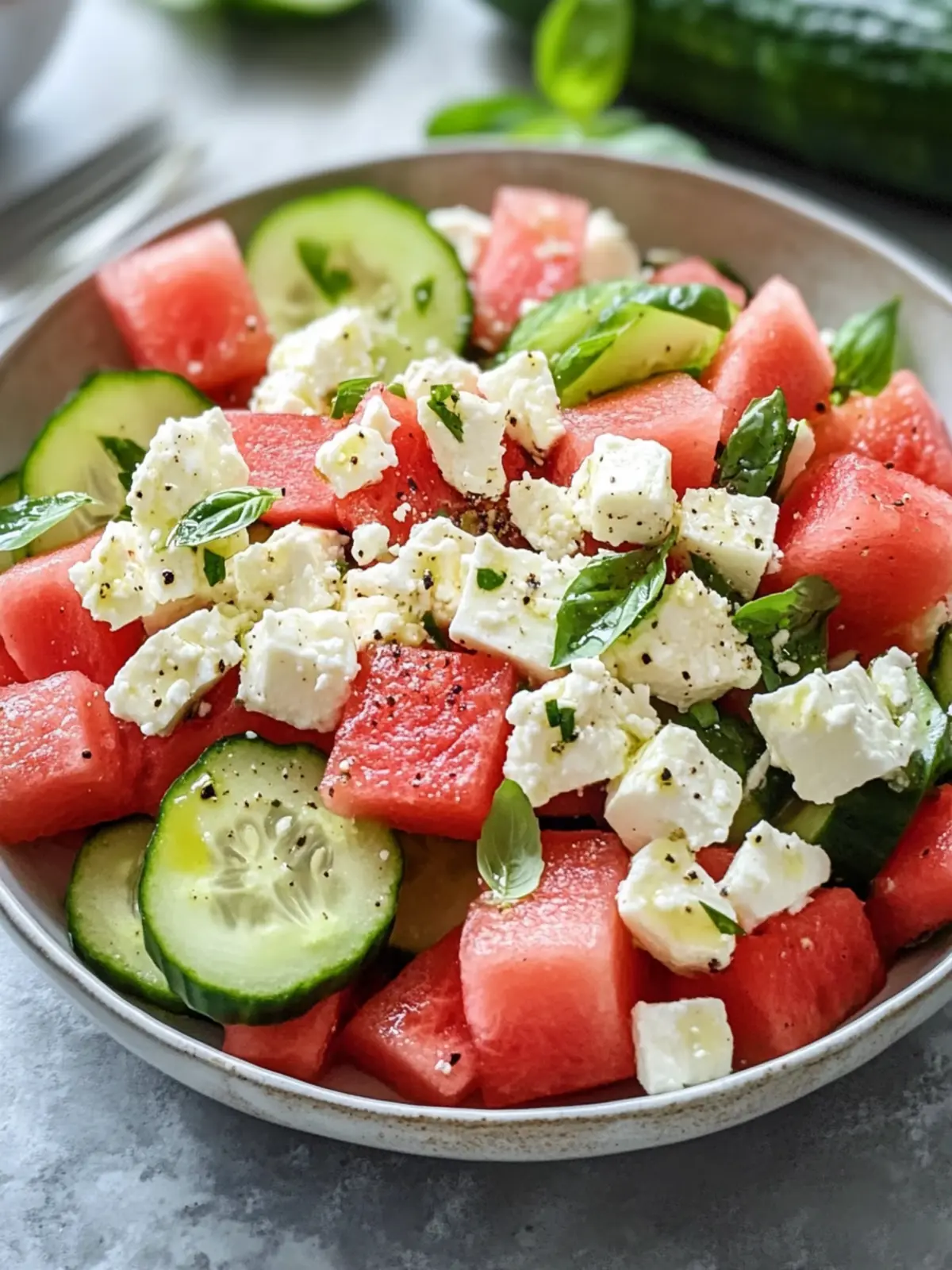 Refreshing Watermelon Cucumber Feta Salad for Summer Bliss 3 Watermelon Cucumber Feta Salad
