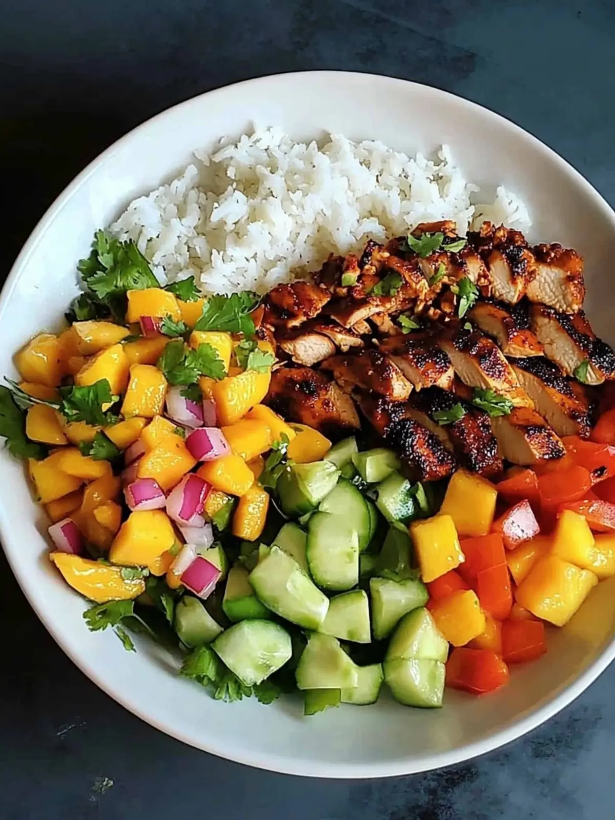 Jerk Chicken Buddha Bowl with Mango Salsa for Summer Bliss 3 Jerk Chicken Buddha Bowl with Mango Salsa