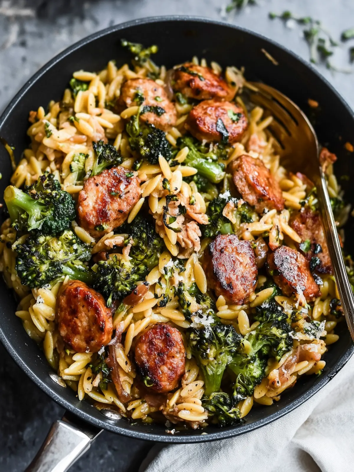 Savory Chicken Sausage, Broccoli, and Orzo Skillet in 30 Minutes 5 Chicken Sausage, Broccoli, and Orzo Skillet