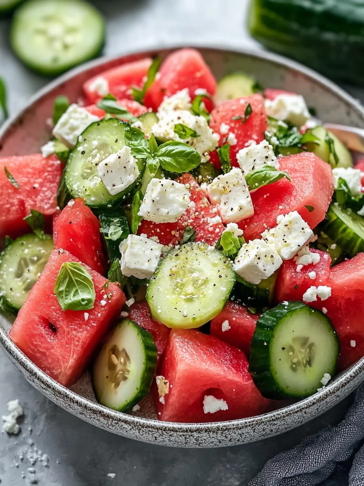 Refreshing Watermelon Cucumber Feta Salad for Summer Bliss 5 Watermelon Cucumber Feta Salad