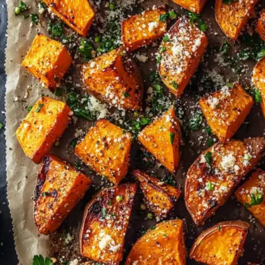 Garlic Parmesan Roasted Sweet Potatoes for Irresistible Crispiness 9 Garlic Parmesan Roasted Sweet Potatoes