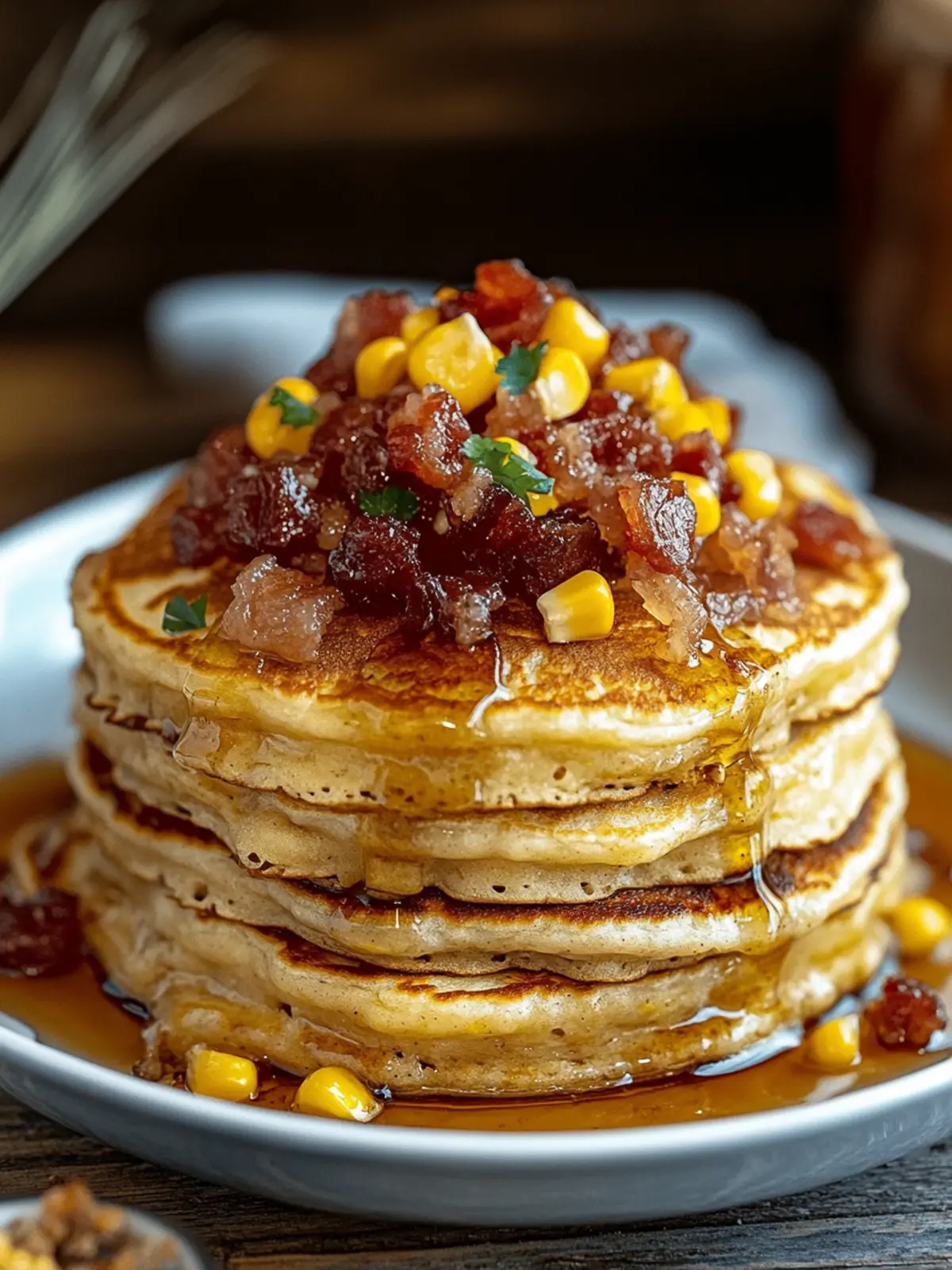 Fluffy Sweet Corn and Candied Bacon Pancakes for Brunch Bliss 2 Sweet Corn and Candied Bacon Pancakes