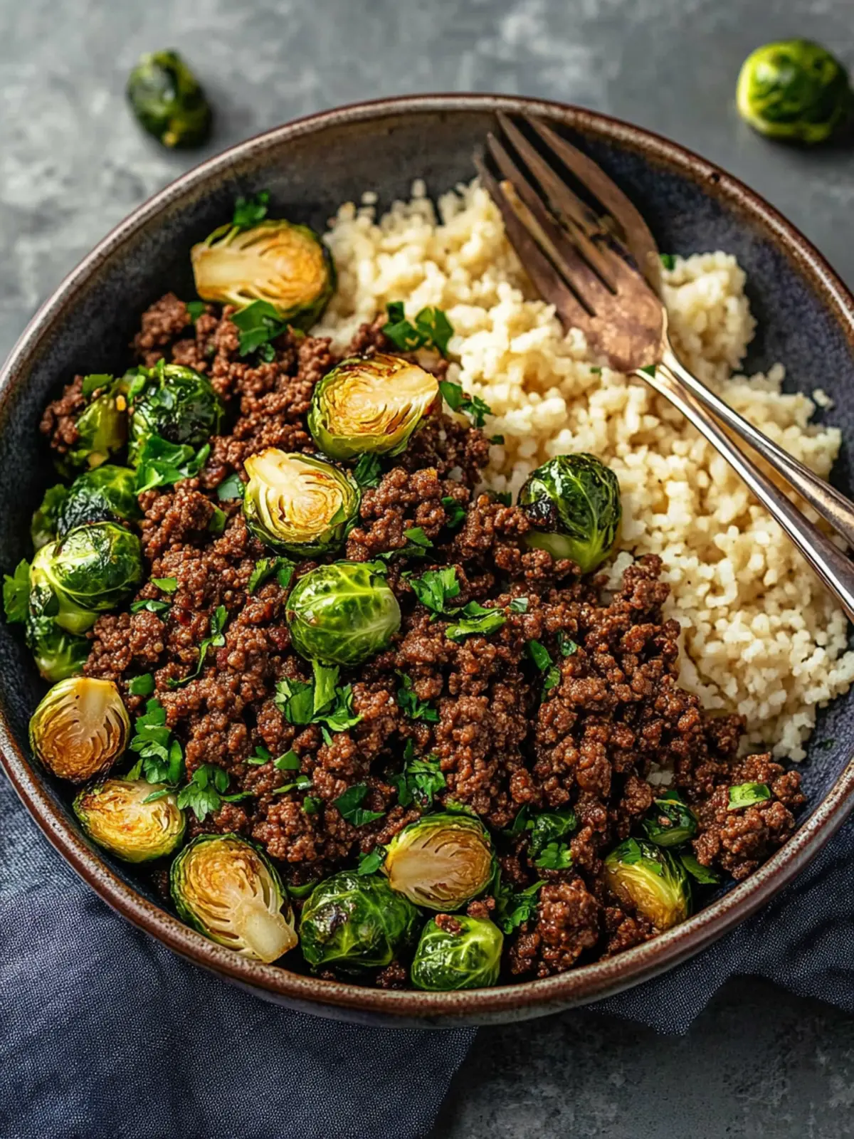 Sweet Chili Ground Beef and Brussels Sprouts Ready in 30 Minutes 2 Ground Beef and Brussels Sprouts