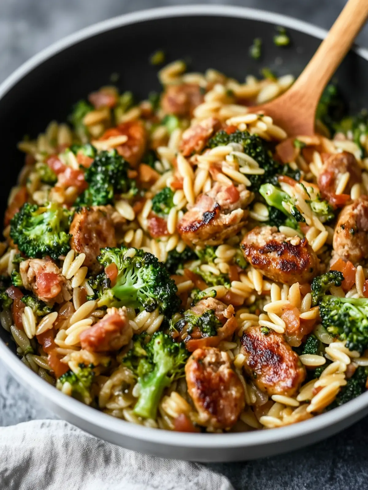 Savory Chicken Sausage, Broccoli, and Orzo Skillet in 30 Minutes 2 Chicken Sausage, Broccoli, and Orzo Skillet
