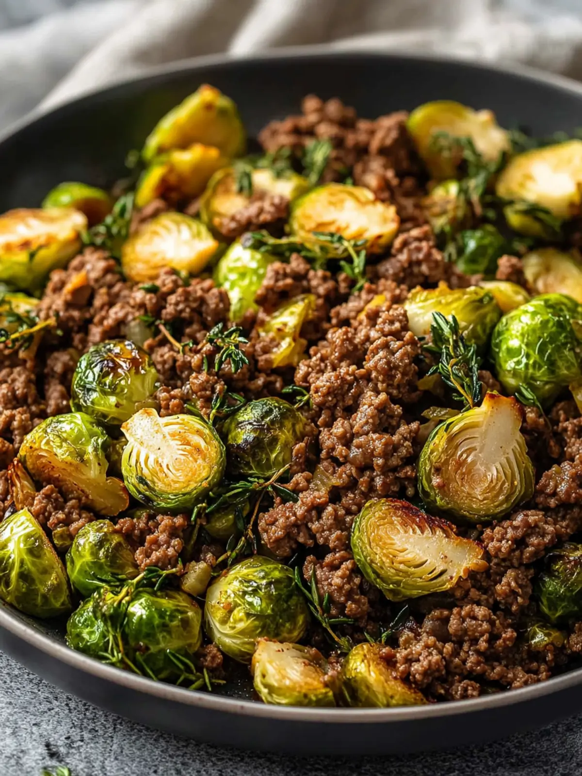 Sweet Chili Ground Beef and Brussels Sprouts Ready in 30 Minutes 3 Ground Beef and Brussels Sprouts