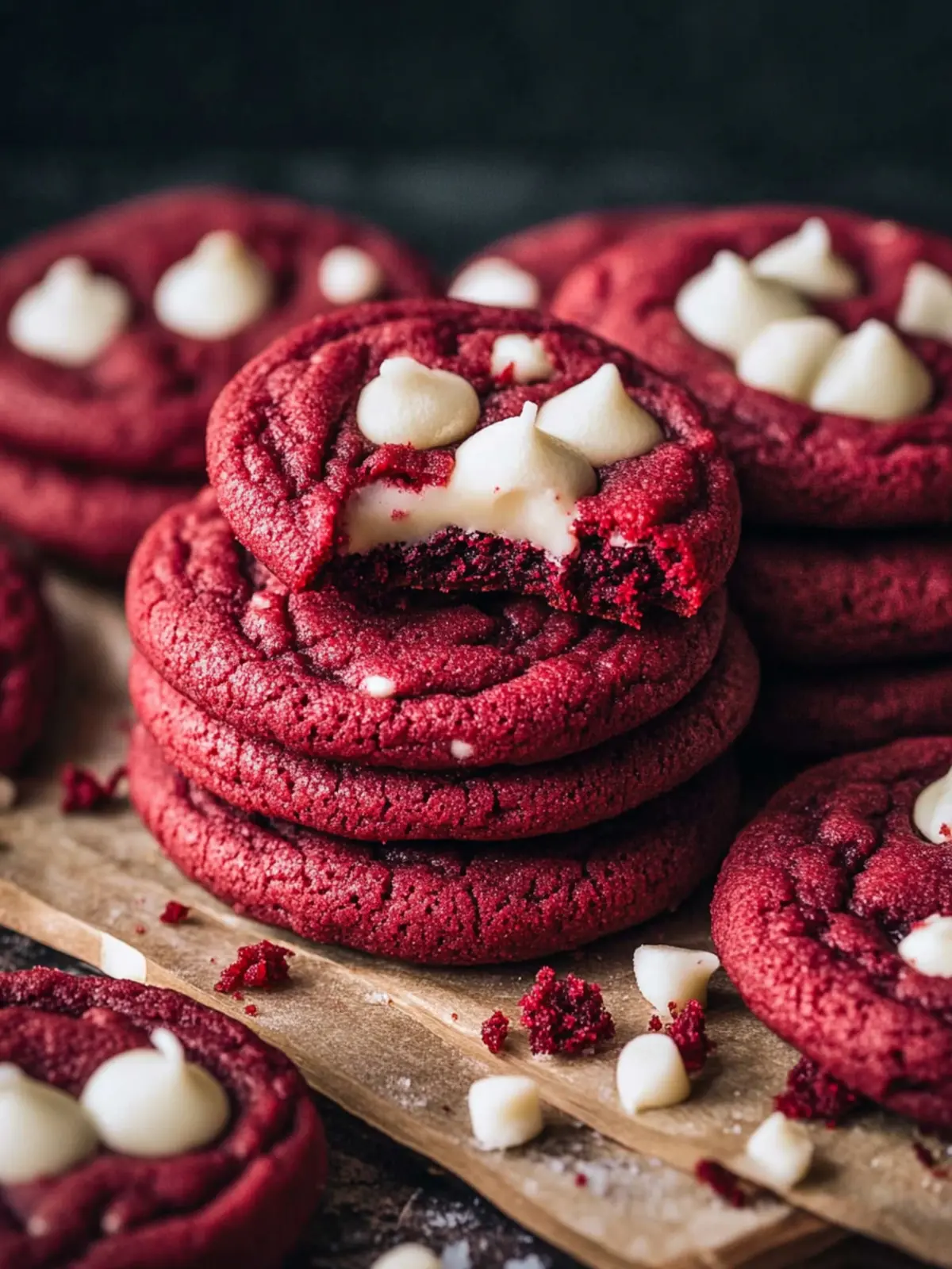 Deliciously Chewy Red Velvet Cookies with White Chocolate 4 Red Velvet Cookies